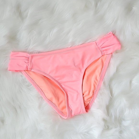 Coral Bikini BoHo Style Bandeau RuffleTop w/Lacey Cutouts NWT Fits M/L πΈπ΄ - Picture 5 of 8